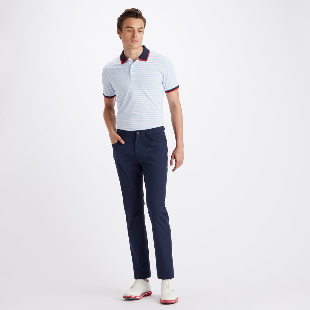 G/FORE STAPLE STRIPE TECH JERSEY POLO SNOW