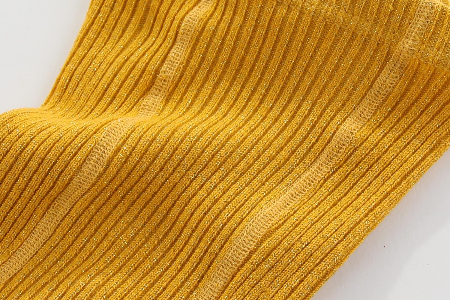 GOLDEN MUSTARD & WHITE SILVER thread cotton ribbed tights:  2-3Y, 3-4Y, 4-5Y, 5-6Y, 6-8Y