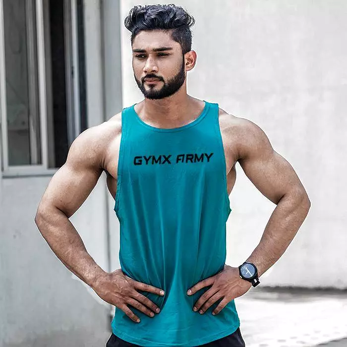 GymX Army Tank- Teal Blue- Essential Series - Sale