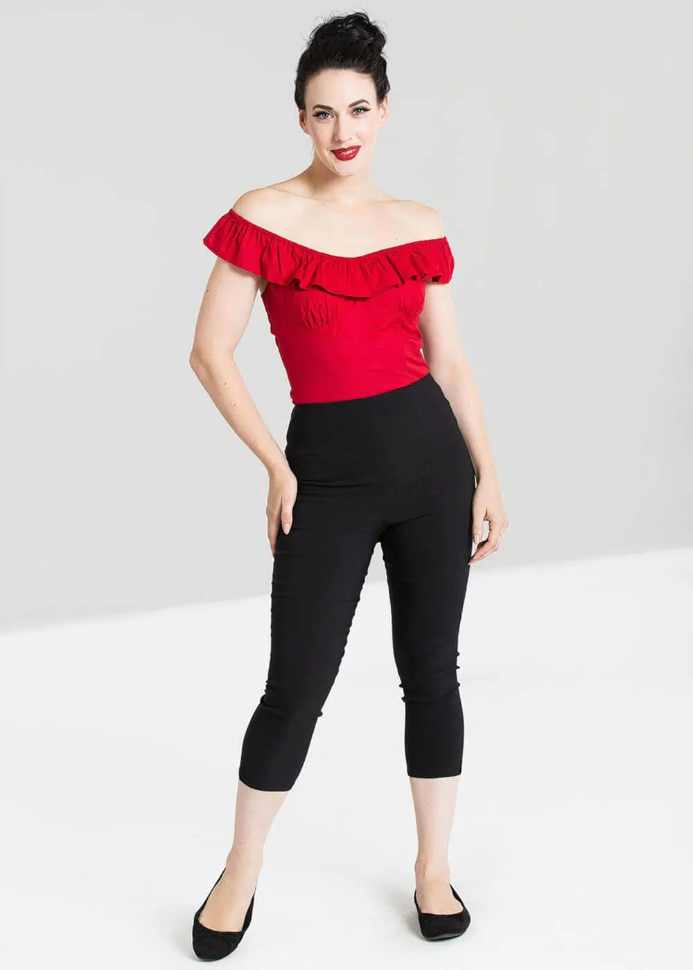 Hell Bunny Tina 50's Capri Trousers Black