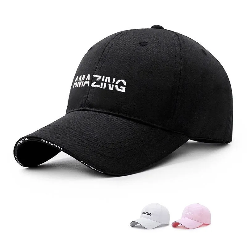 Hip Hop Summer Unisex Black White Simple Letter Embroidered Baseball Cap