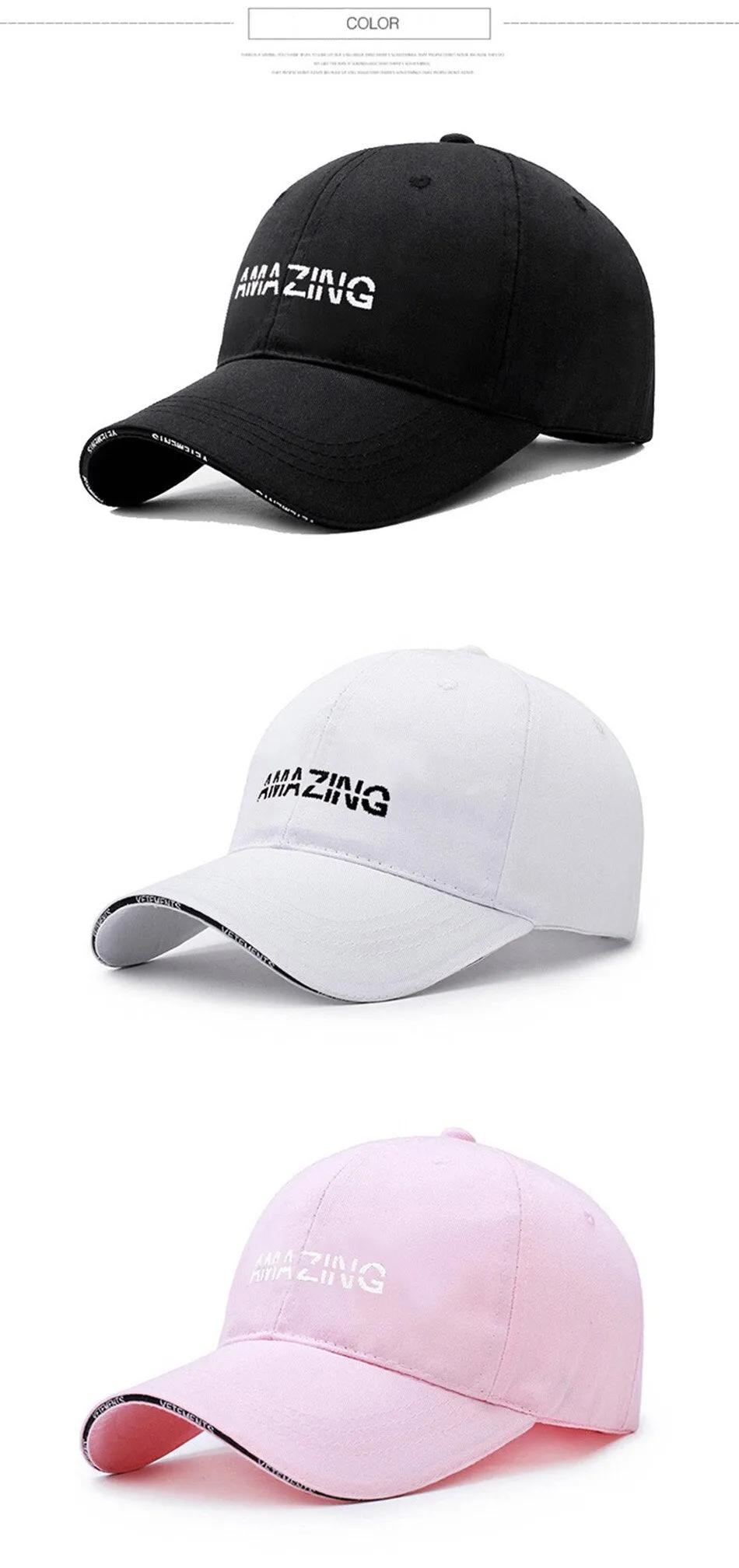 Hip Hop Summer Unisex Black White Simple Letter Embroidered Baseball Cap