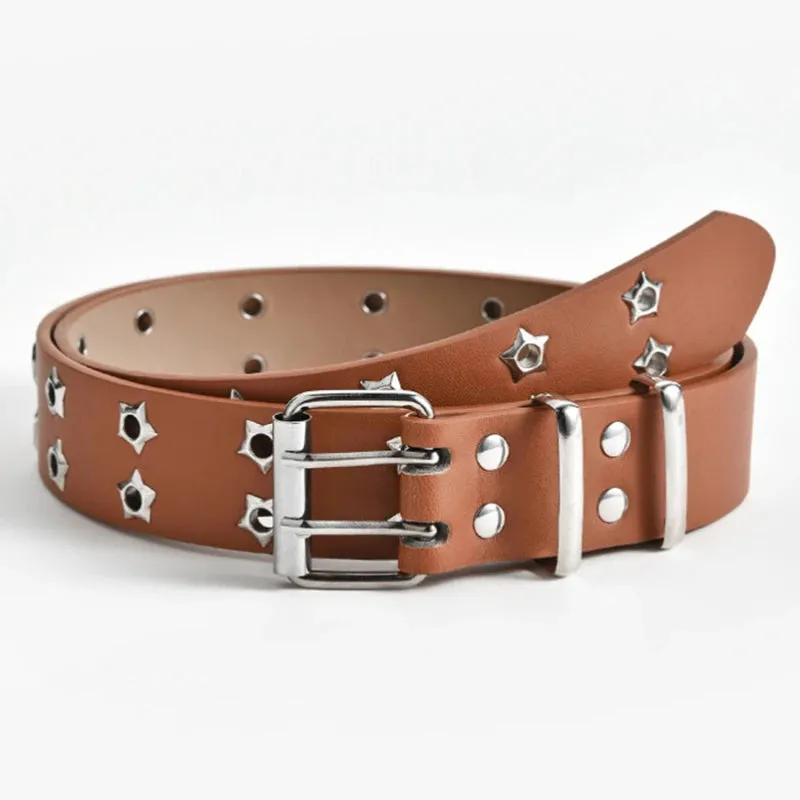 Hollow Decoration Leather Studded Belt