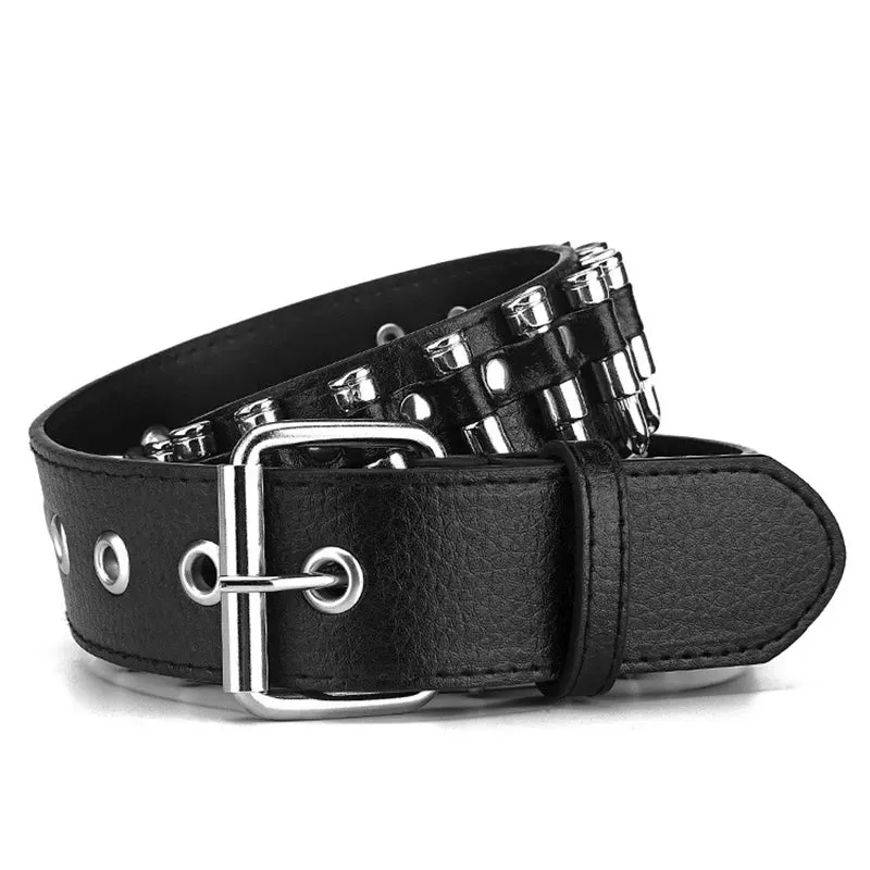 Hollow Decoration Leather Studded Belt