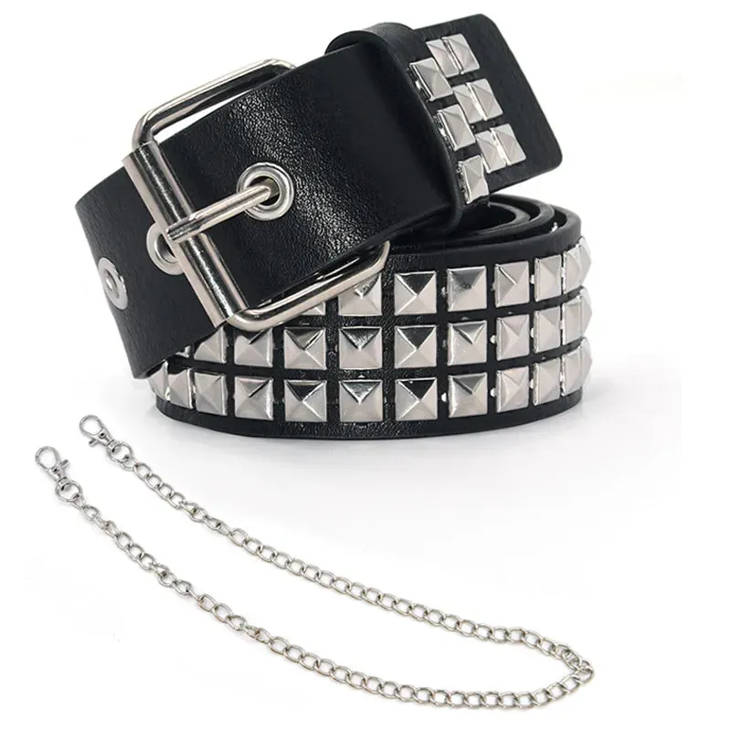 Hollow Decoration Leather Studded Belt