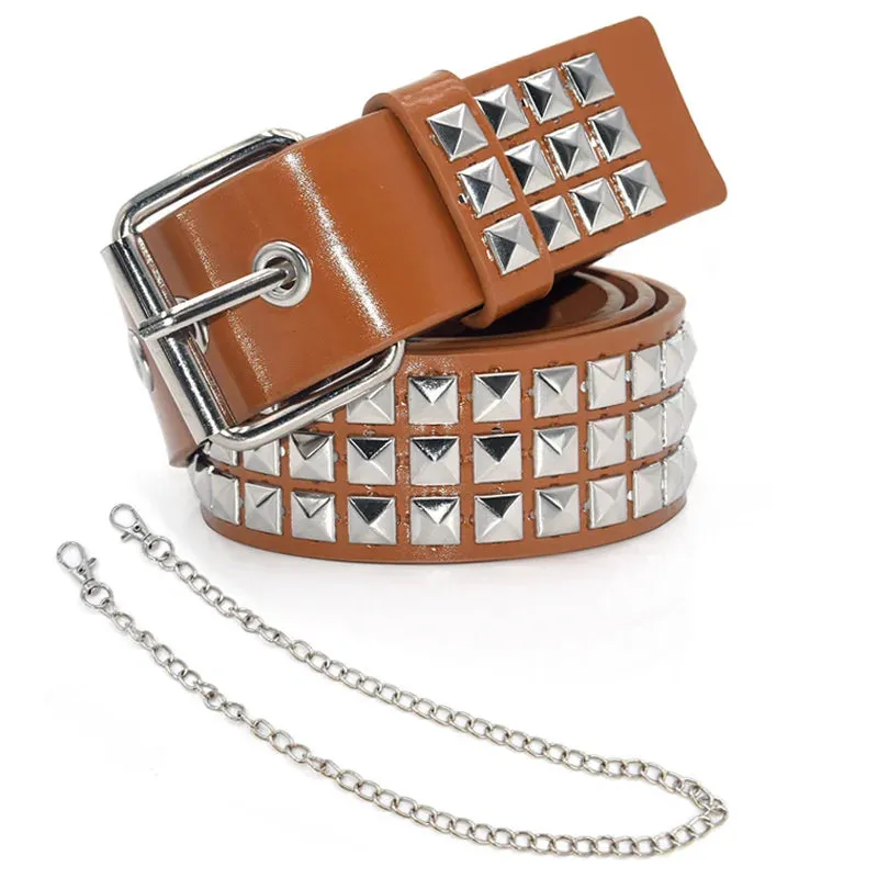 Hollow Decoration Leather Studded Belt