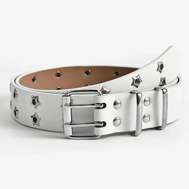 Hollow Decoration Leather Studded Belt