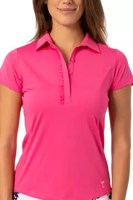 Hot Pink Short Sleeve Ruffle Polo