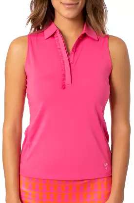 Hot Pink Sleeveless Ruffle Polo