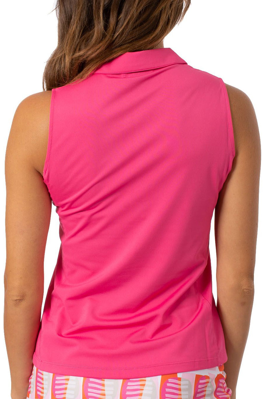 Hot Pink Sleeveless Zip Polo