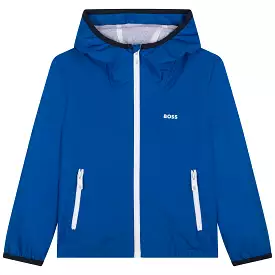 Hugo Boss Boys Hooded Windbreaker w/Logo_ Electric Blue J26469-871