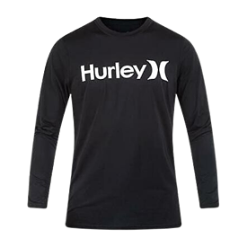 Hurley Mens One And Only Quickdry Rashguard L/S Black