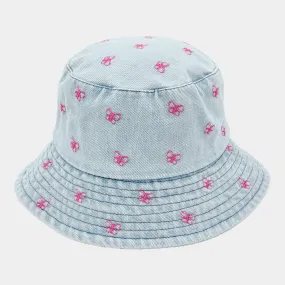 iLLASPARKZ Embroidered Butterfly Light Denim Bucket Hat