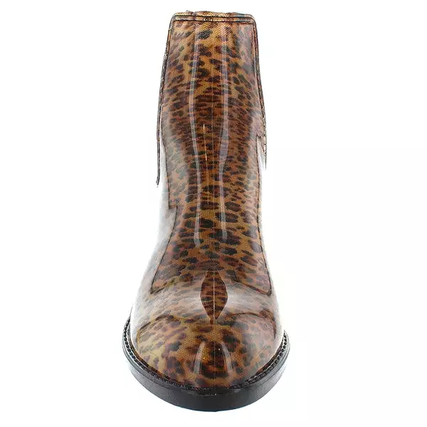 Jeffrey Campbell Stormy - High Gloss Cheetah Rubber Pull-On Rain Boot