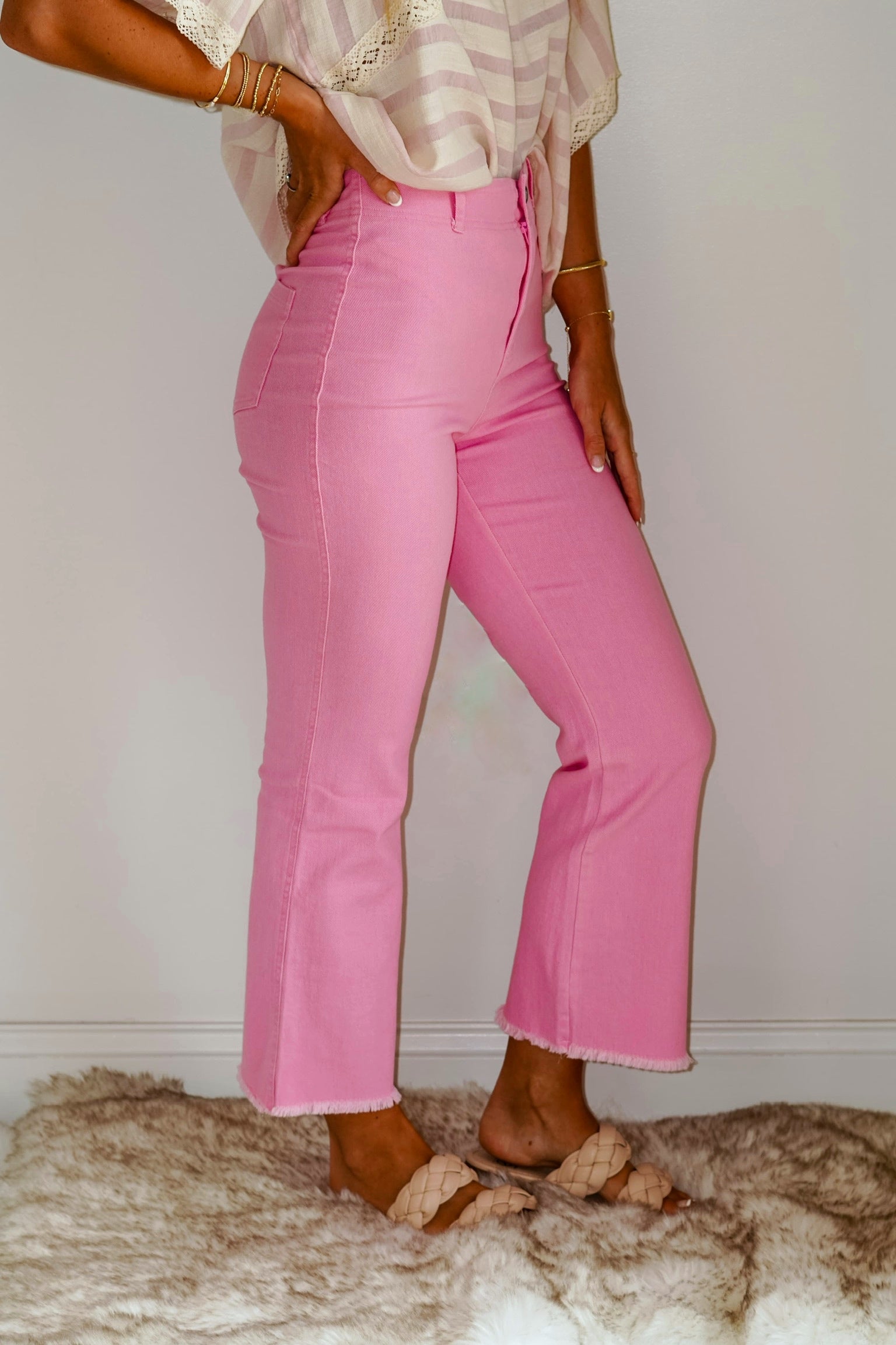 Judy Raw Hem High Waisted Pants