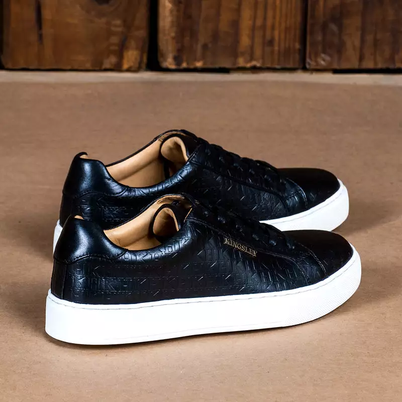 Kingsley Heath S All Over Embossed Sneaker Black/Brass/White