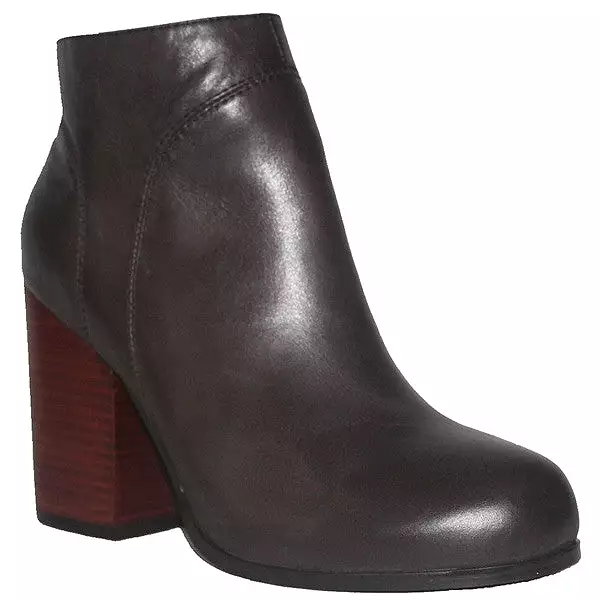 Kixters Chelsea - Brown Leather Side Zip Block Heel Short Boot