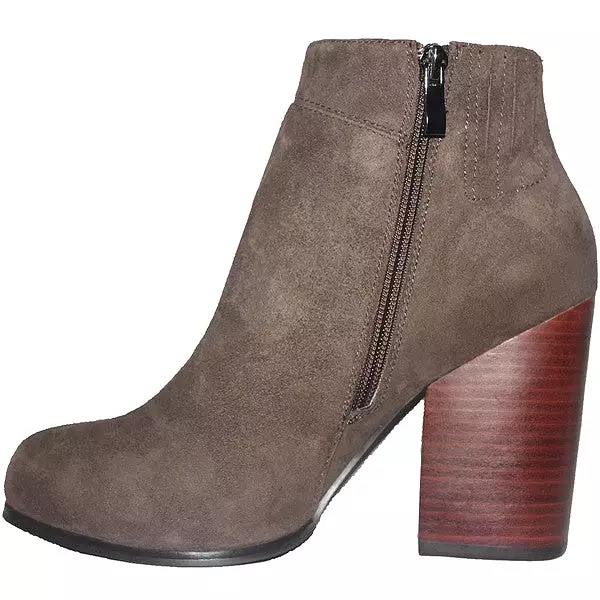 Kixters Chelsea - Taupe Suede Side Zip Block Heel Short Boot