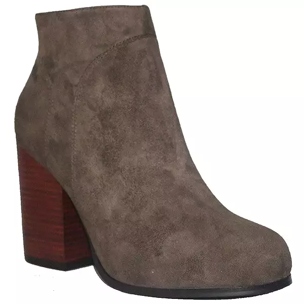 Kixters Chelsea - Taupe Suede Side Zip Block Heel Short Boot