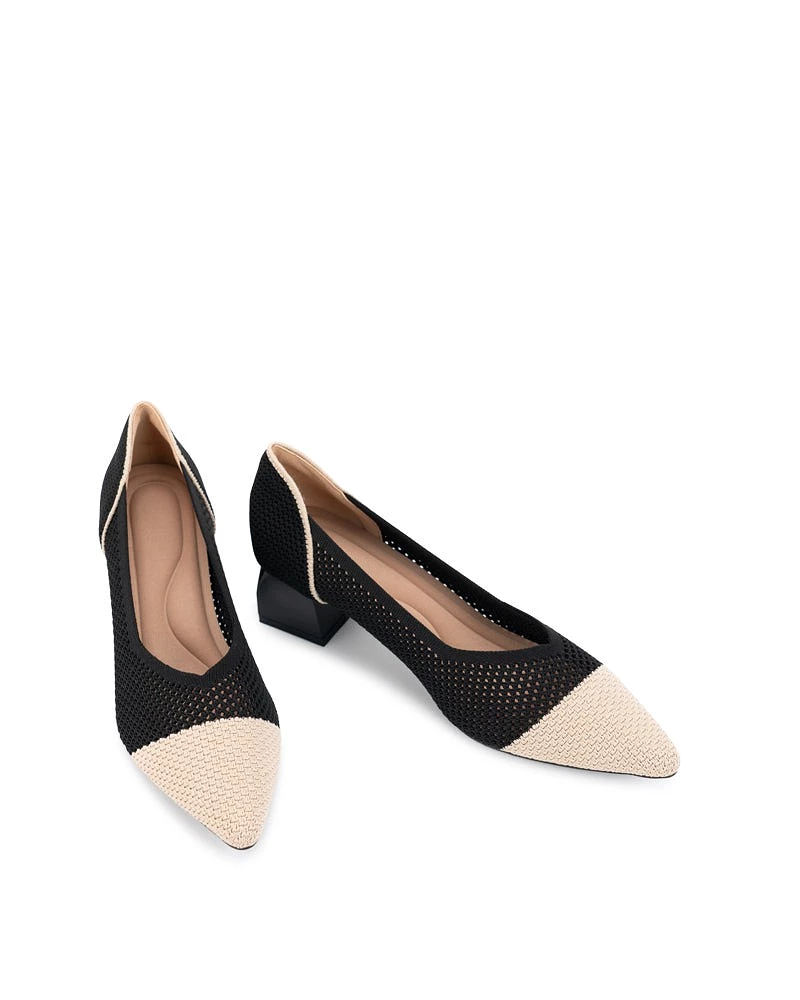 Knit Comfortable Chunky Low Block Heel Pumps