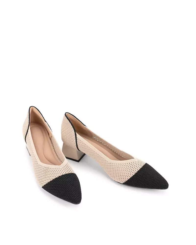 Knit Comfortable Chunky Low Block Heel Pumps