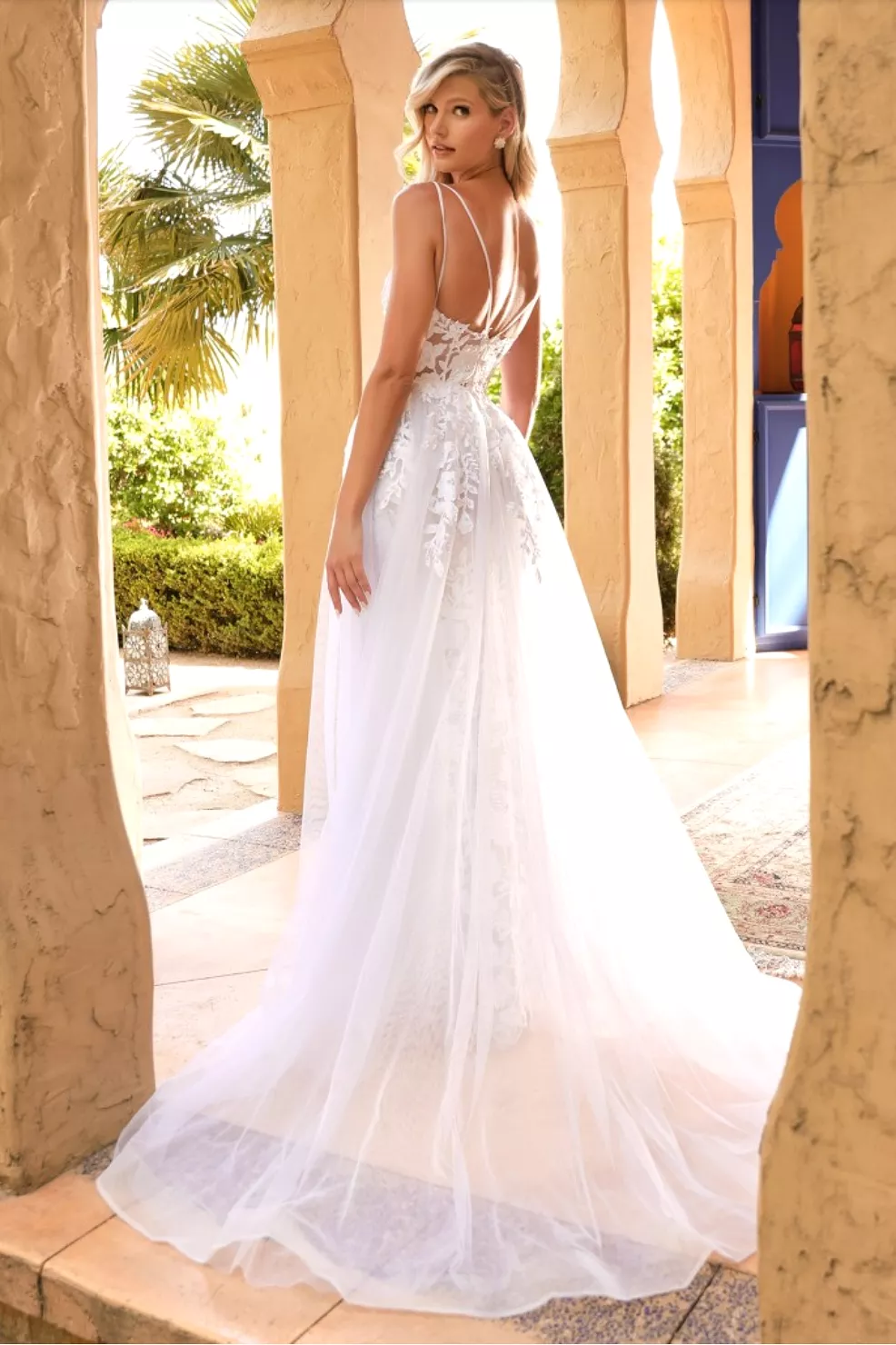 LACE WEDDING GOWN WITH OVERSKIRT