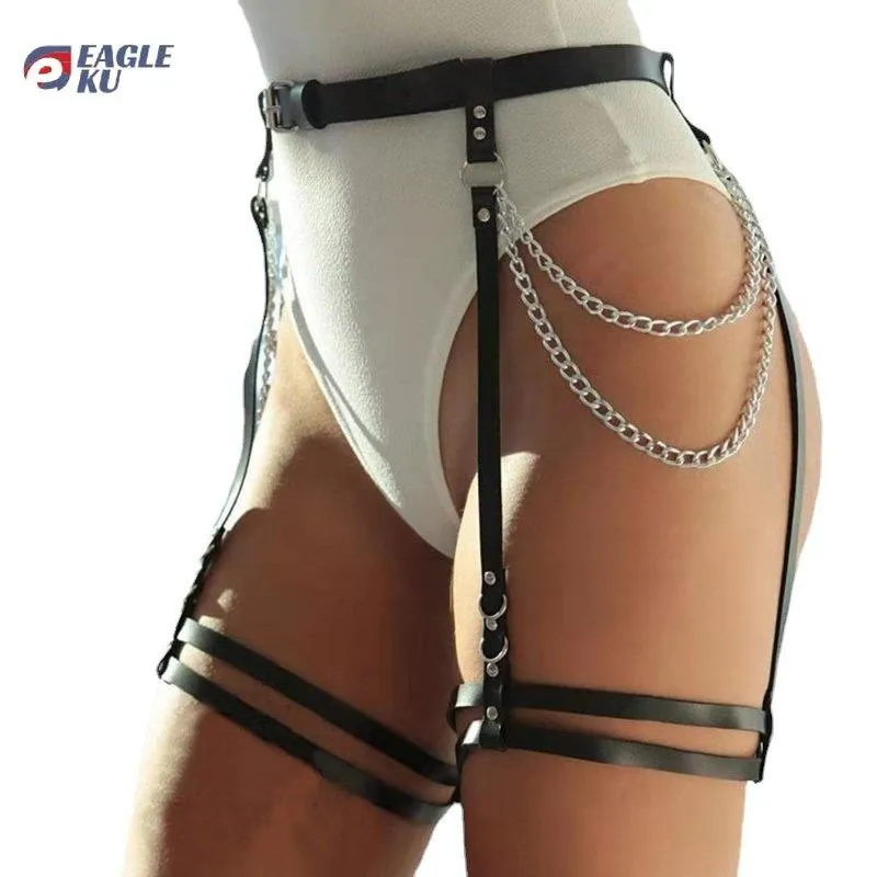 Leather Harness Leg Cage Waist Belt Garter