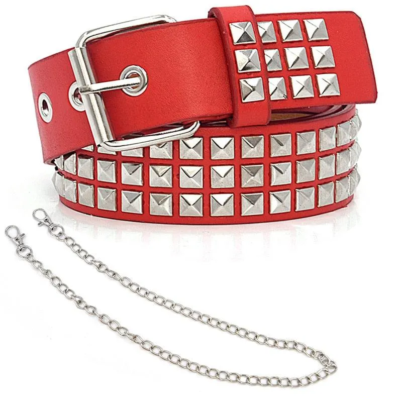 Leather punk bullet belt hollow rivet brand belt personality rock