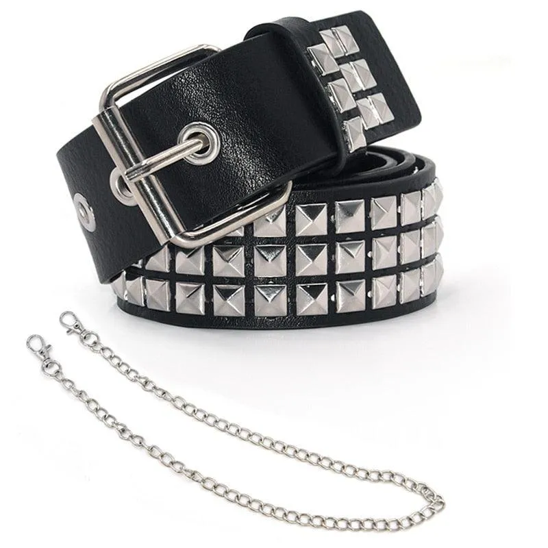 Leather punk bullet belt hollow rivet brand belt personality rock