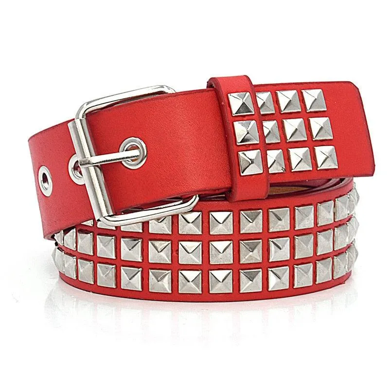 Leather punk bullet belt hollow rivet brand belt personality rock