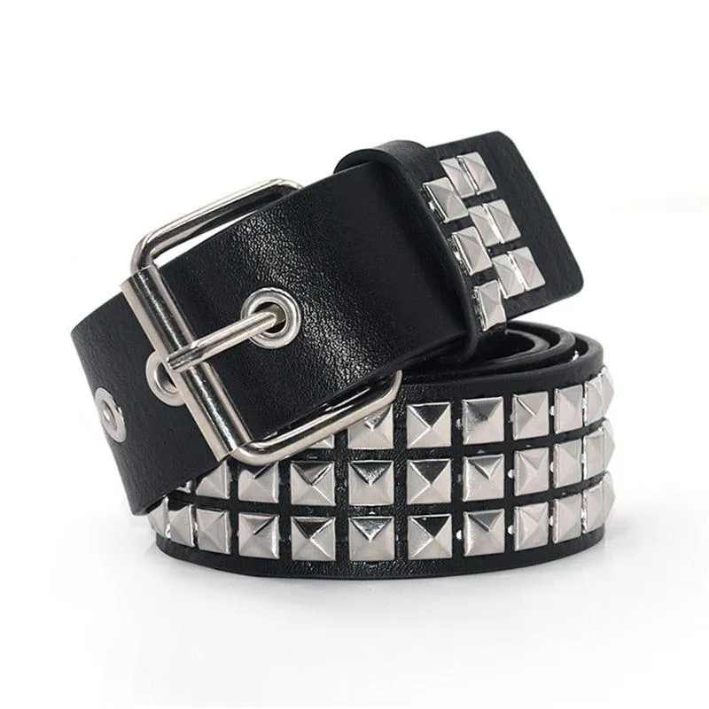 Leather punk bullet belt hollow rivet brand belt personality rock