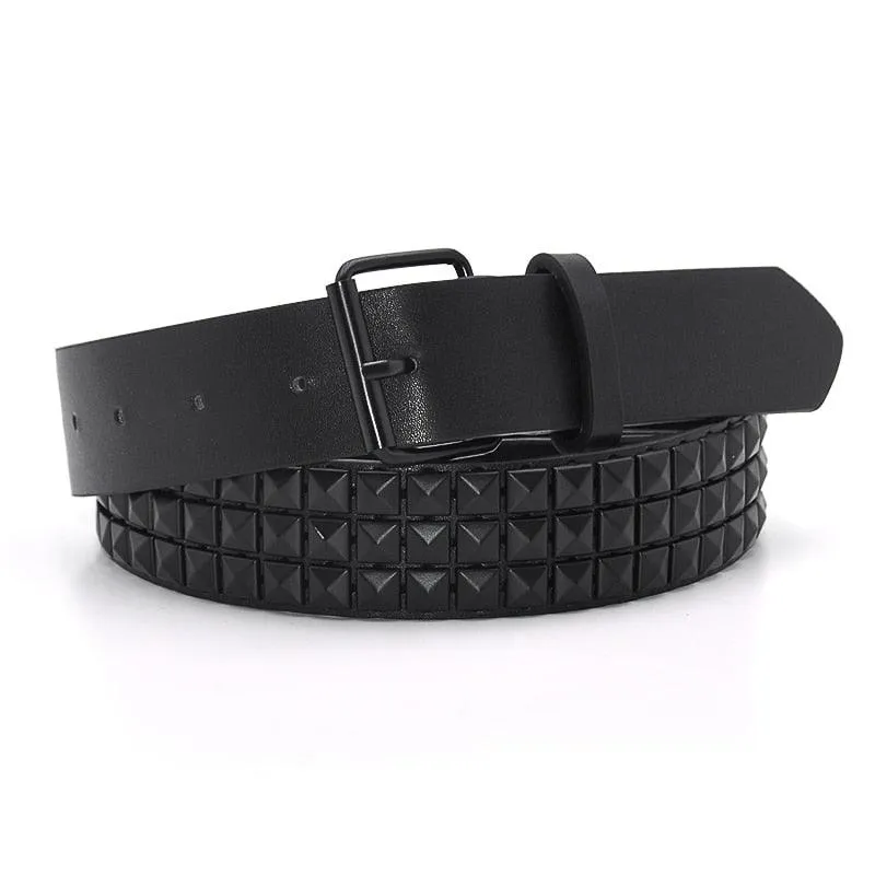 Leather punk bullet belt hollow rivet brand belt personality rock