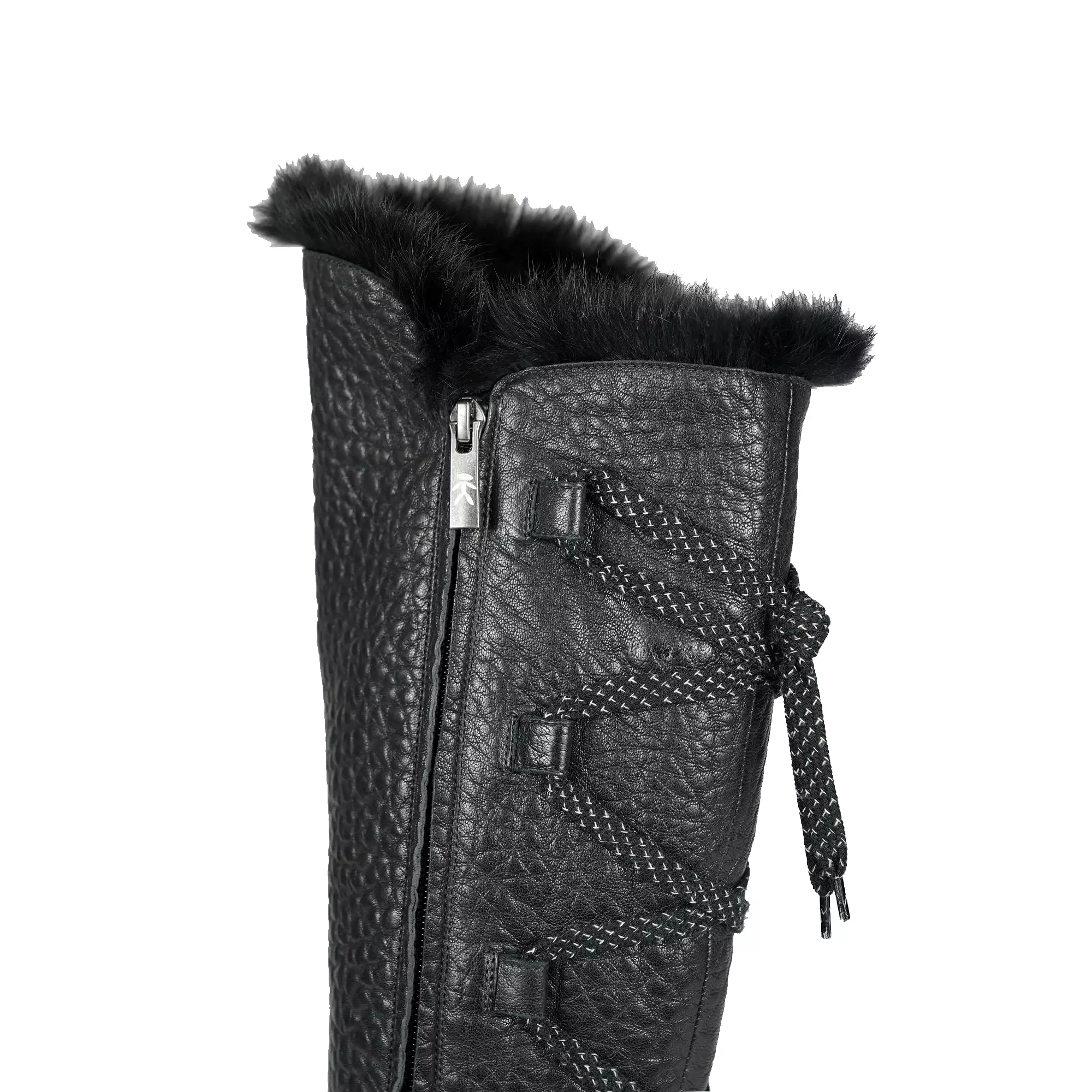 Leather Shearling Knee Boot Black