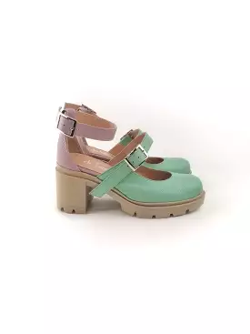 LEXIE MINT/LILAC RUBBER HEELS (7,5cm)