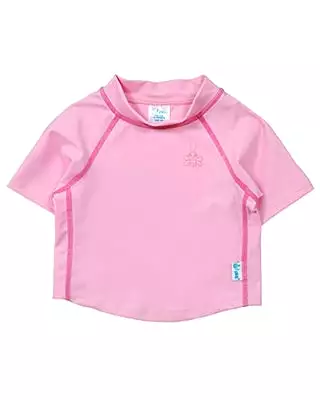 Light Pink iplay Green Sprout Short Sleeve Rashguard Shirt