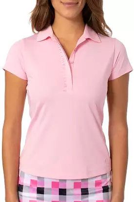 Light Pink Short Sleeve Ruffle Polo