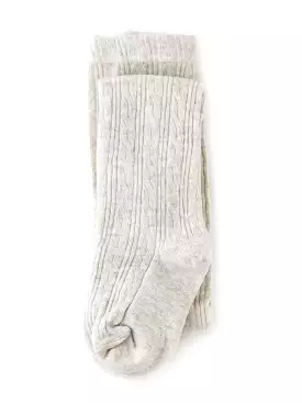 Little Stocking Co. - Heathered Ivory Cable Knit Tights