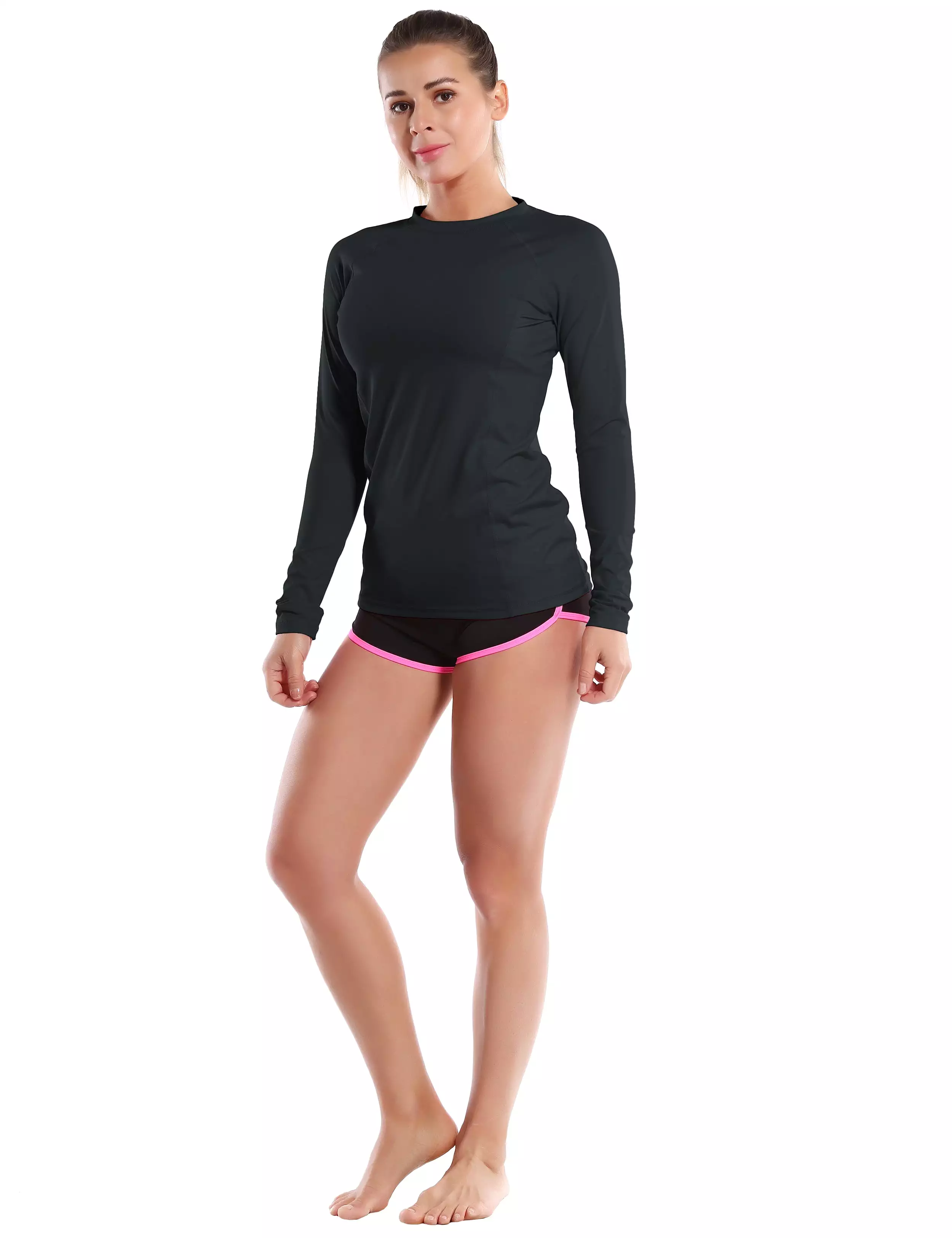 Long Sleeve UPF 50+ Rashguard blackgreen_yogastudio