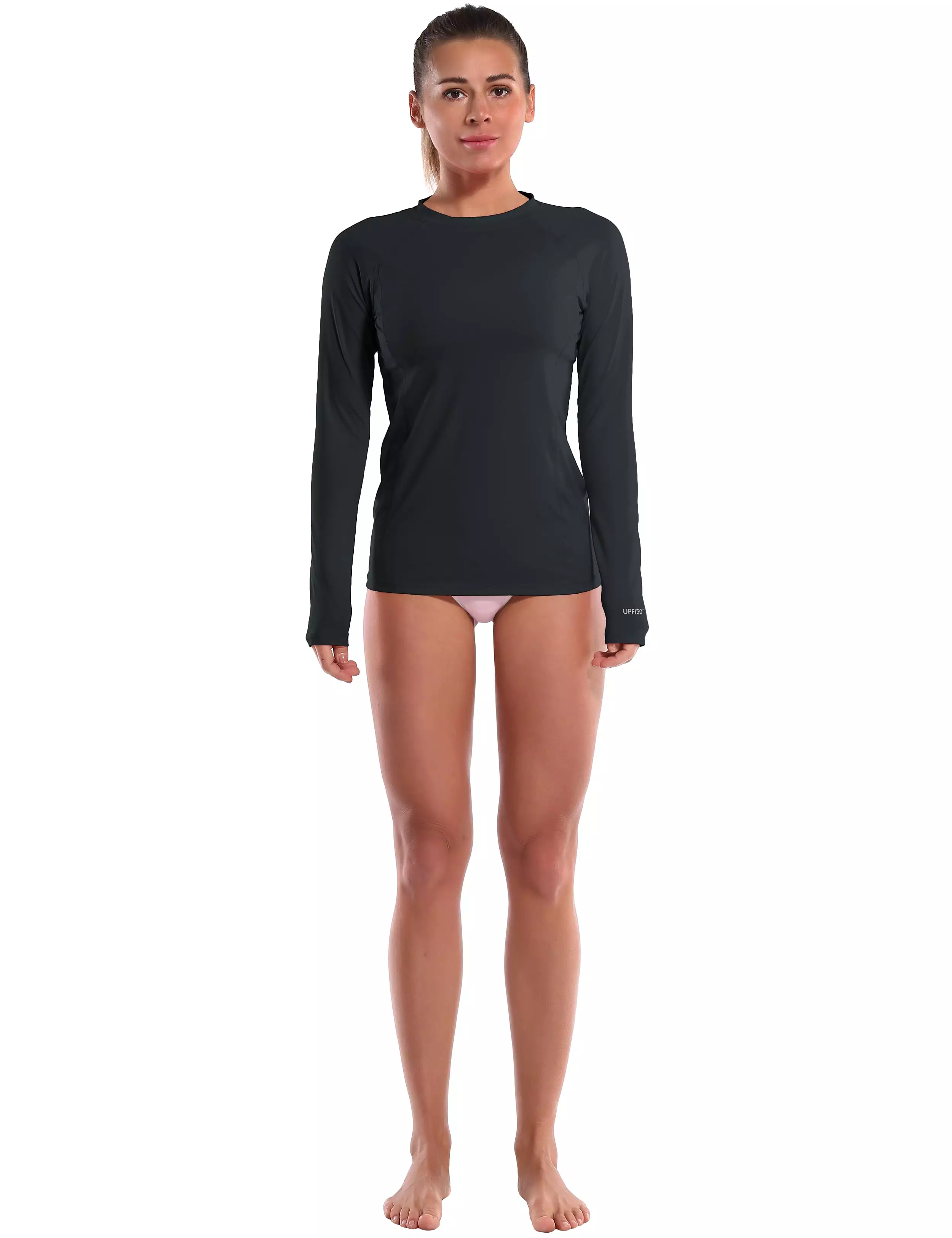 Long Sleeve UPF 50+ Rashguard blackgreen_yogastudio