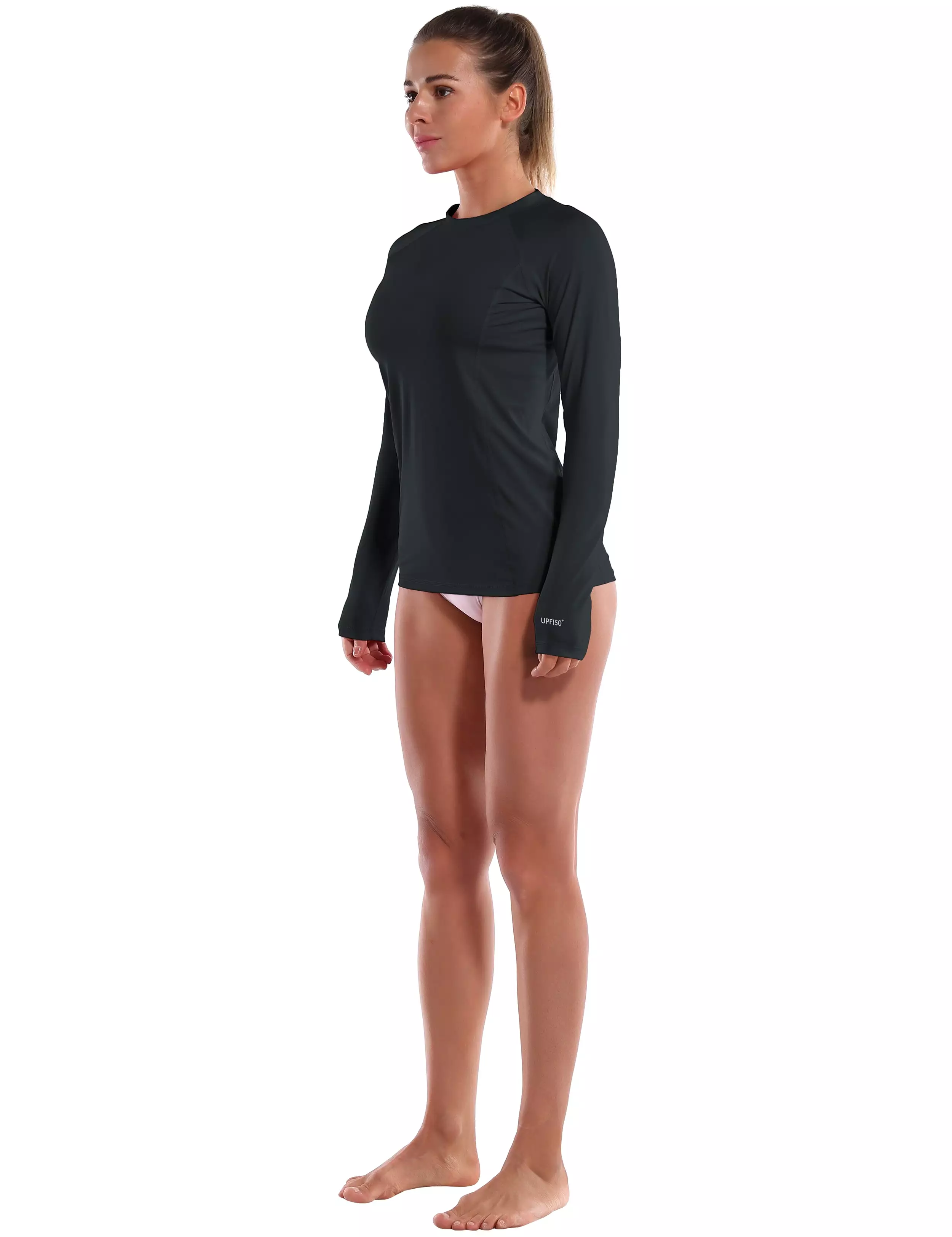 Long Sleeve UPF 50+ Rashguard blackgreen_yogastudio