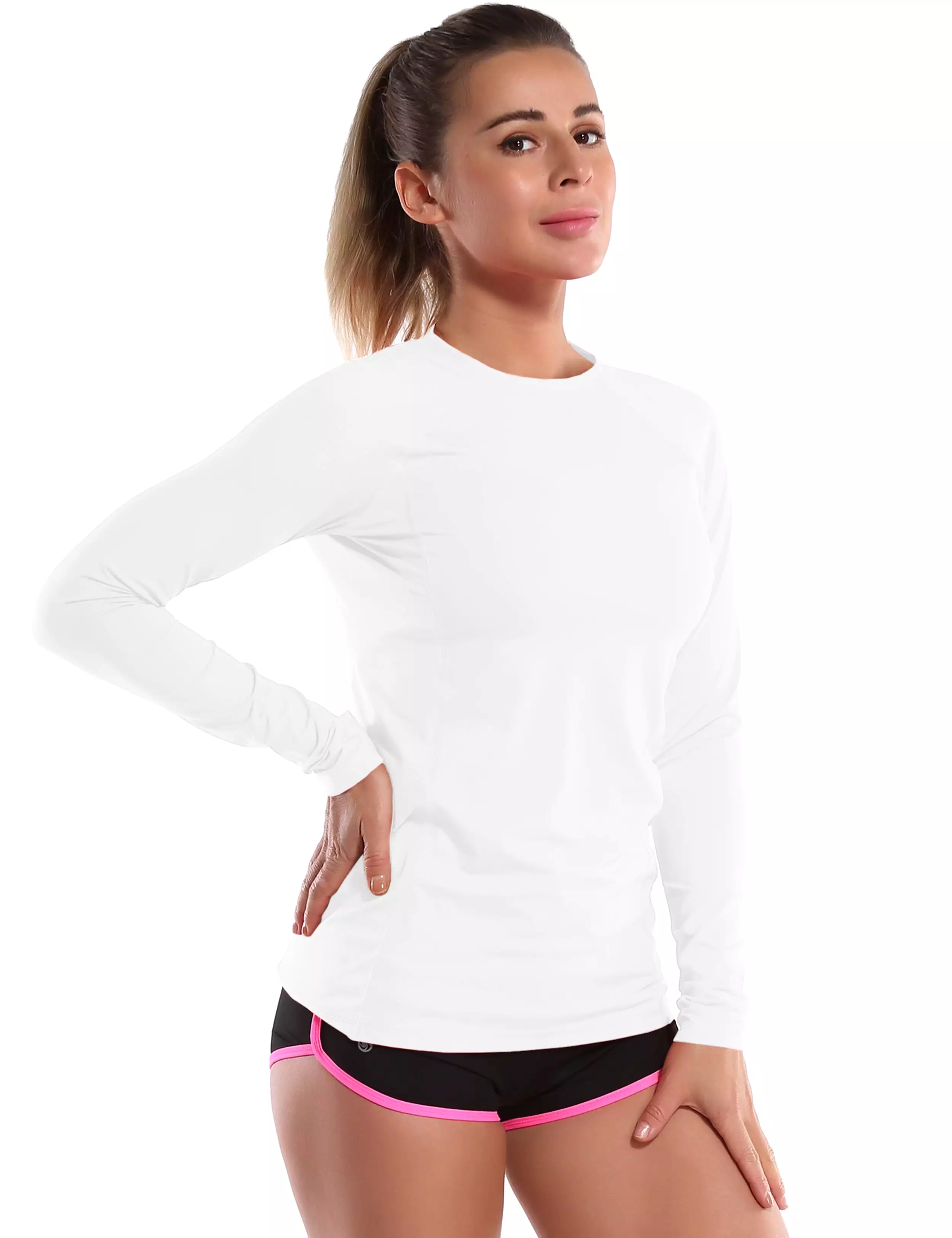 Long Sleeve UPF 50+ Rashguard white_yogastudio