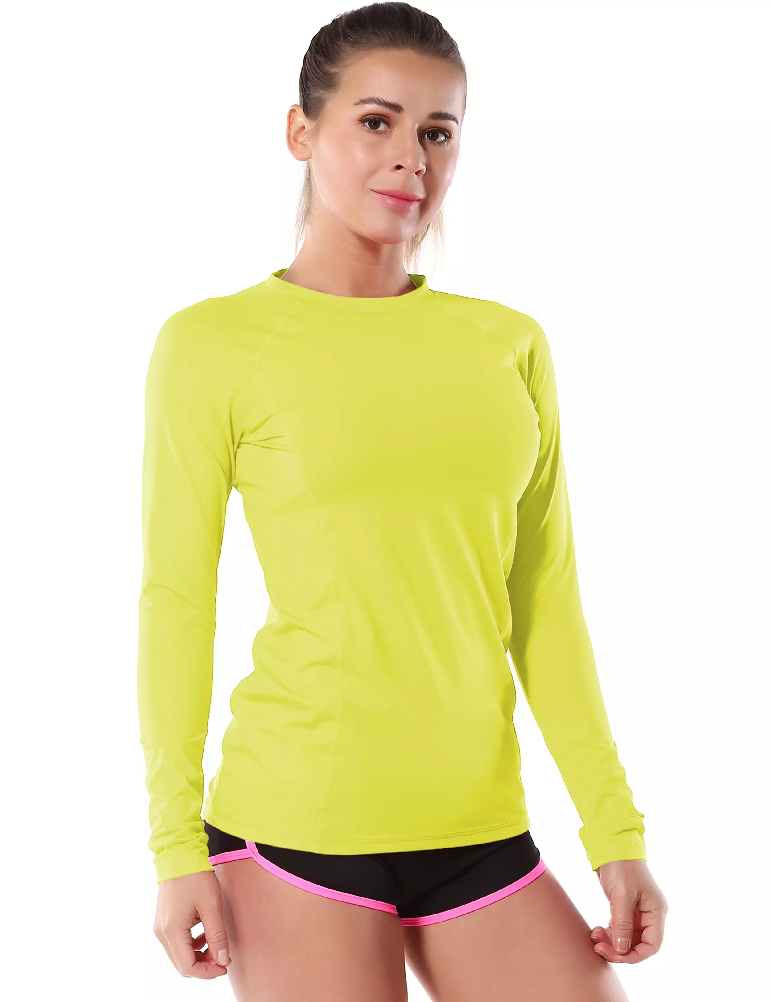 Long Sleeve UPF 50+Rashguard neonyellow_yogastudio