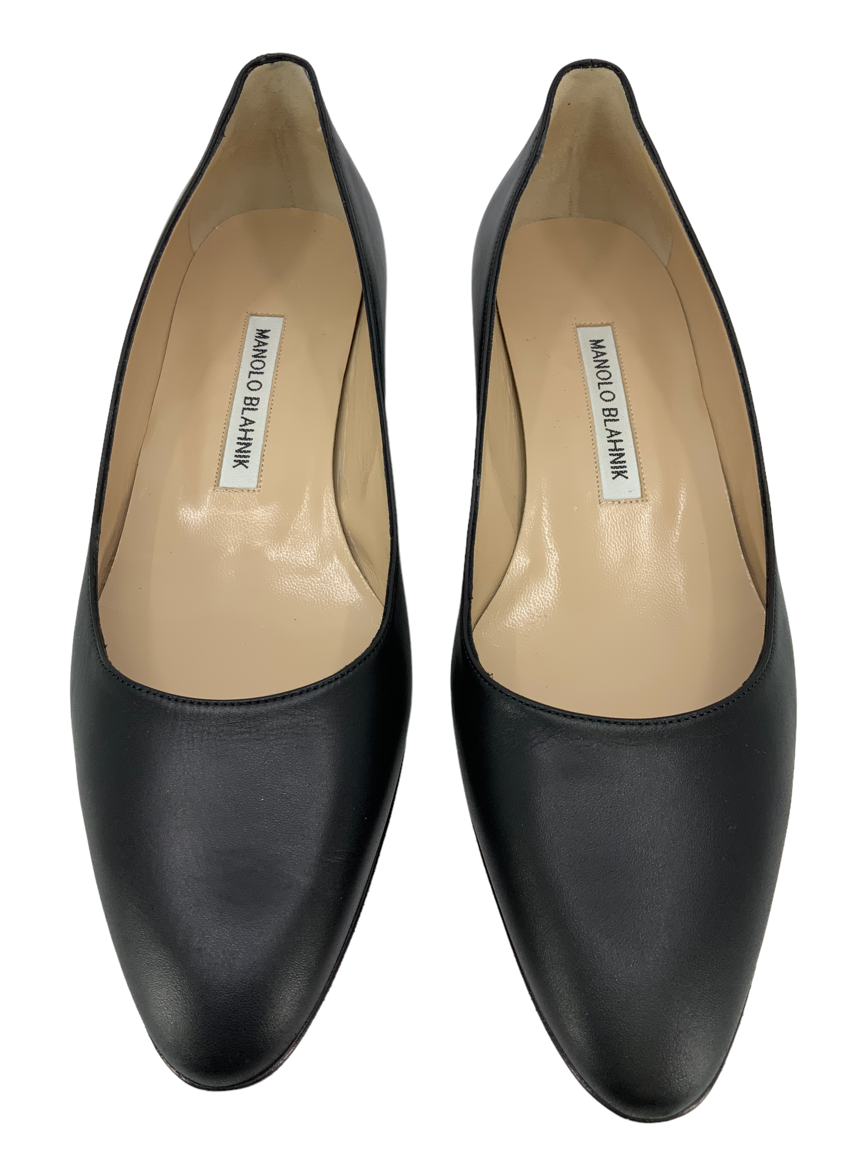 Manolo Blahnik Listony Leather Low-Heel Pumps Size 8.5