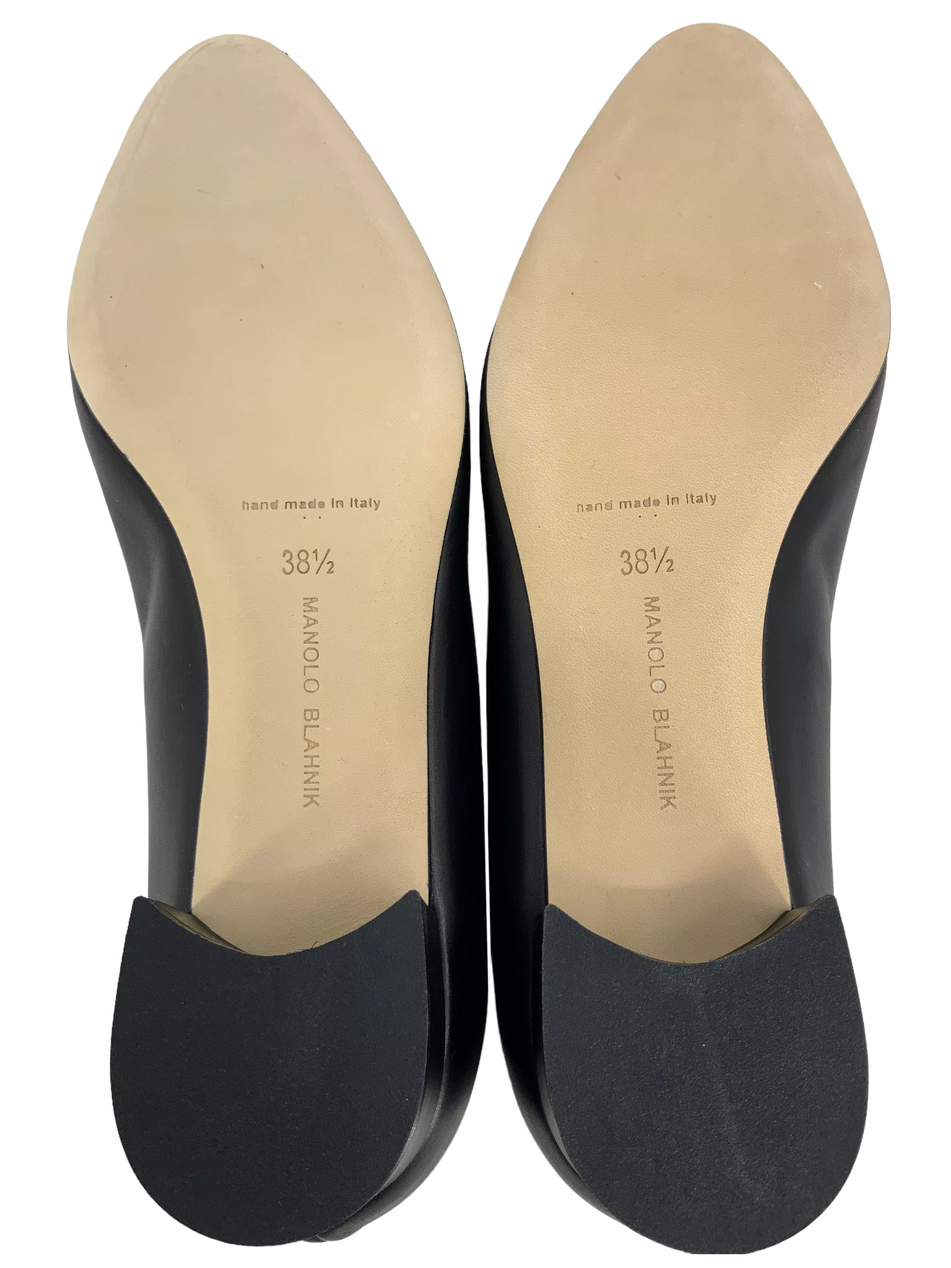 Manolo Blahnik Listony Leather Low-Heel Pumps Size 8.5