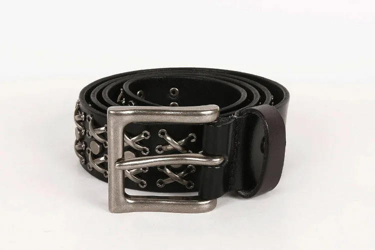 Men and Women Handmade Vintage Genuine Leather Hollow Out Belts