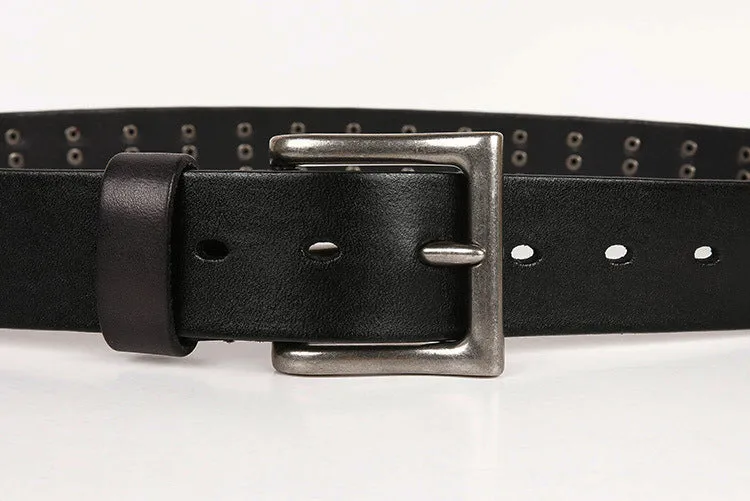 Men and Women Handmade Vintage Genuine Leather Hollow Out Belts