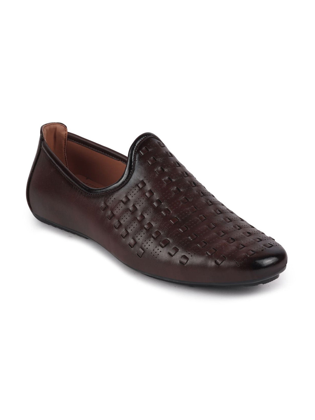 Men Brown Ethnic Slip-On Round Toe Jutis & Mojaris