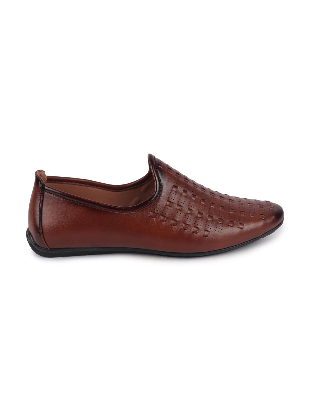 Men Tan Ethnic Slip-On Round Toe Jutis & Mojaris