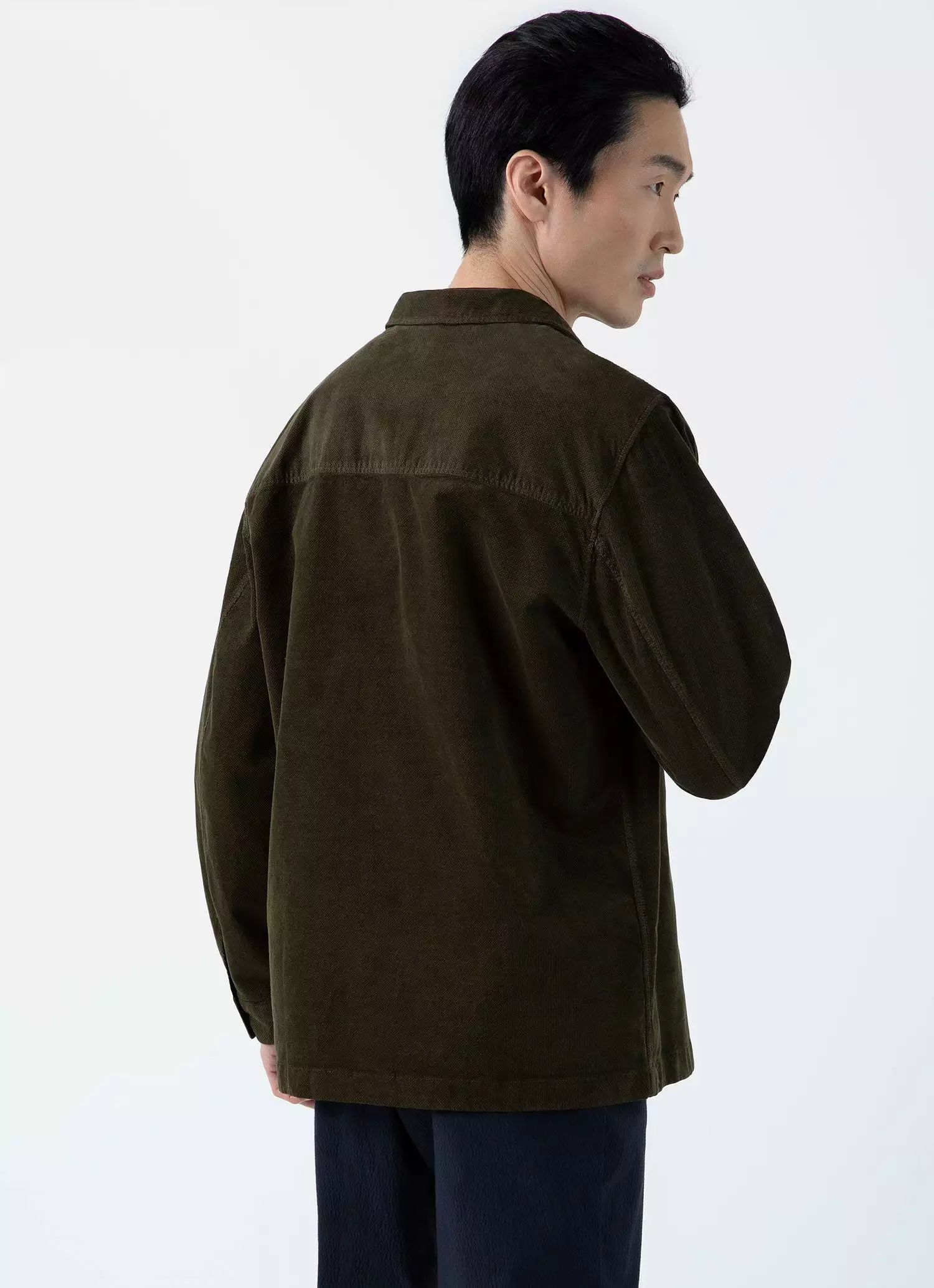 Men's Cellular Cord Overshirt in Dark Olive