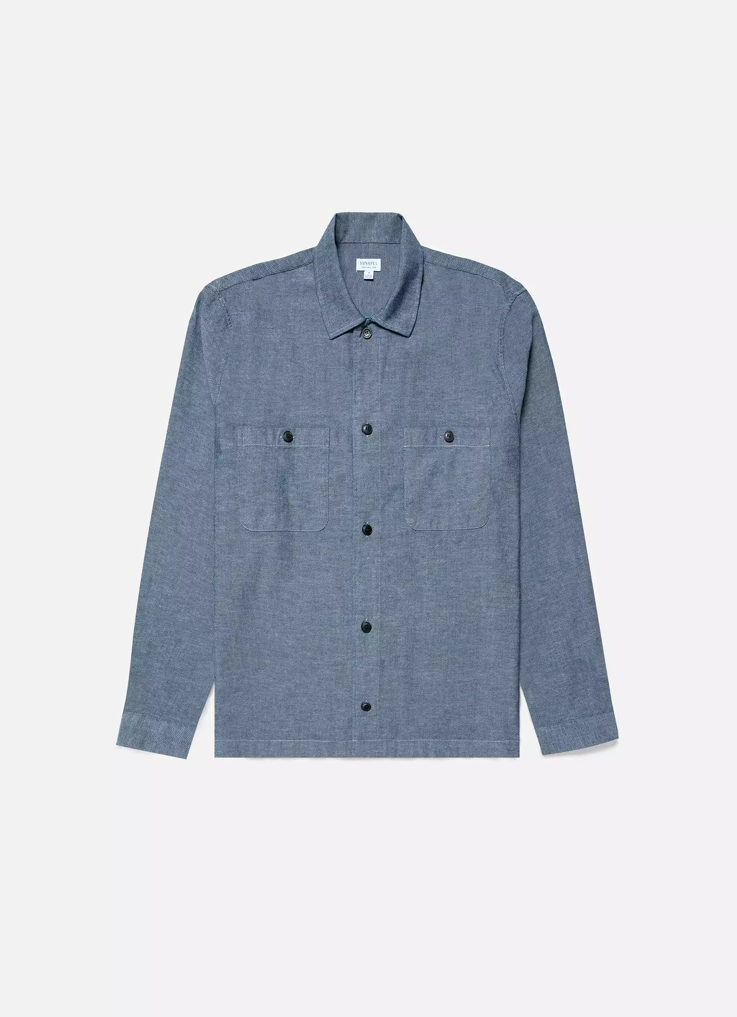 Men's Japanese Chambray Overshirt in Mid Blue Chambray